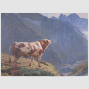 Papel De Seda Toro en los Alpes (por Eugène Burnand)