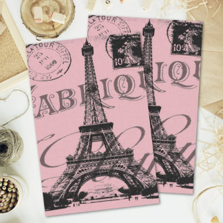 Papel De Seda torre de eiffel de parís vintage rosa romántico