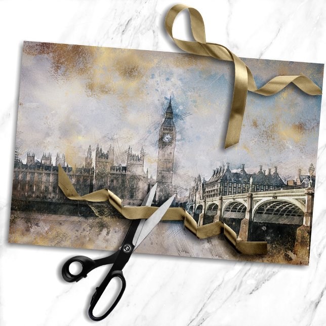 Papel De Seda Torre del Reloj Antiguo | Steampunk Big Ben Decoup (Subido por el creador)
