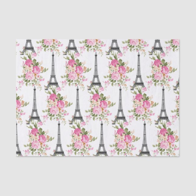 Papel De Seda Torre Eiffel floral (Anverso)