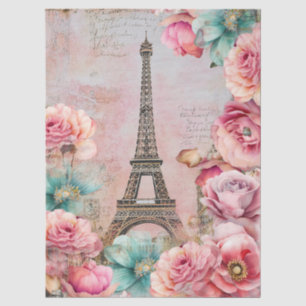 Papel De Seda Torre Eiffel floral inspirada en París vintage