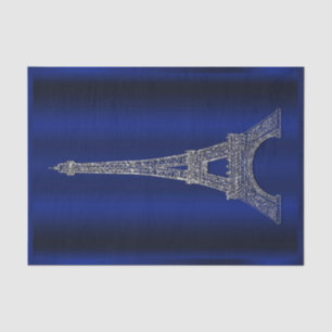 Papel De Seda Torre Eiffel Plateada Azul Real Boda Glamour París