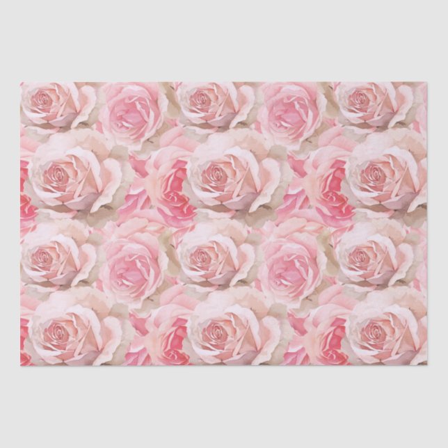 Papel De Seda Tórridas Rosas Rosadas Flores Regadera Nupcial (Anverso)