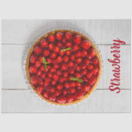 Papel De Seda Torta de fresa con menta en madera blanca