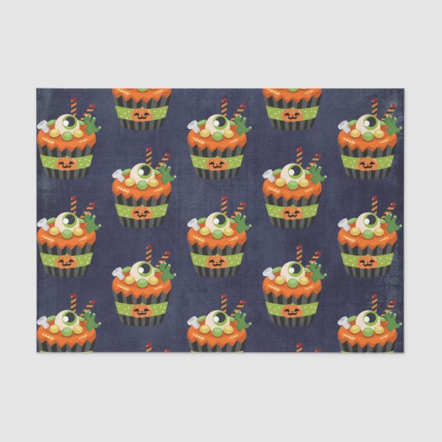 Papel De Seda Torta de Halloween dulce y espeluznante con un gra (Anverso)