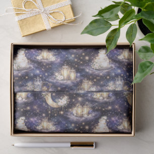 Papel De Seda Torta de Luna de Acuarela de Boda Celestial Estrel