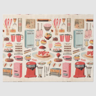 Papel De Seda Tortas y herramientas de cocina retro