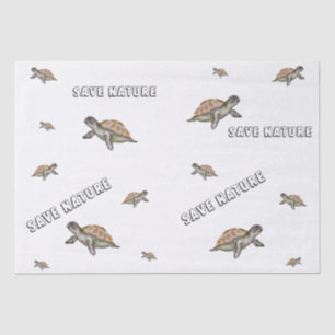 Papel De Seda Tortuga acuarela Salvar la naturaleza
