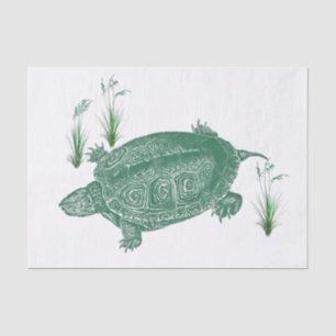 Papel De Seda Tortuga del Mar Verde