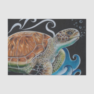 Papel De Seda Tortuga marina burbujas Wave Art