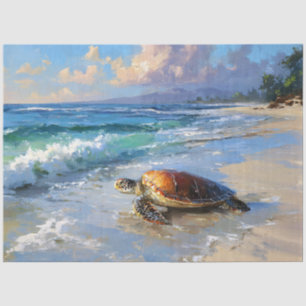 Papel De Seda Tortuga marina en la playa Decoupage