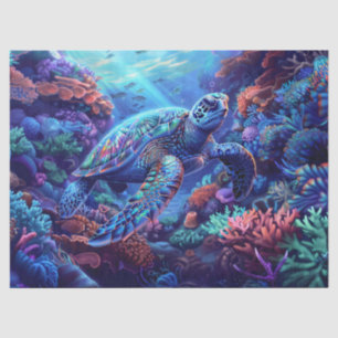 Papel De Seda Tortuga marina prismática y decoupage de coral