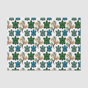 Papel De Seda Tortuga Marina Tropical Patrón Floral Océano Cos
