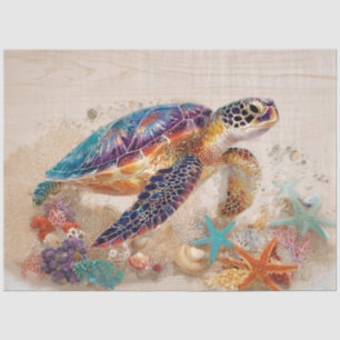 Papel De Seda Tortuga marina y decoupage de coral