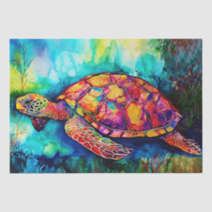 Papel De Seda Tortuga Rey Nada a Través de Mares Azules