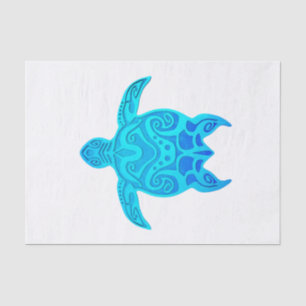 Papel De Seda Tortuga tribal azul