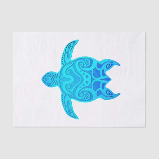 Papel De Seda Tortuga tribal azul (Anverso)