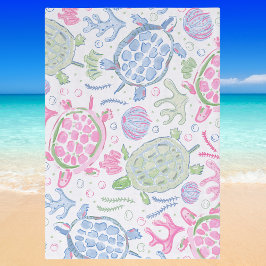 Papel De Seda Tortugas Marinas Acuarela Océano Costero