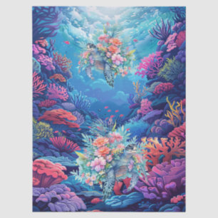 Papel De Seda Tortugas Marinas En Decoupage De Océano Escénico H