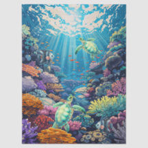 Tortugas Marinas En Decoupage De Océano Escénico H