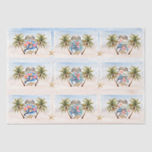Papel De Seda Tortugas Marinas Florales Tropicales en un Frasco