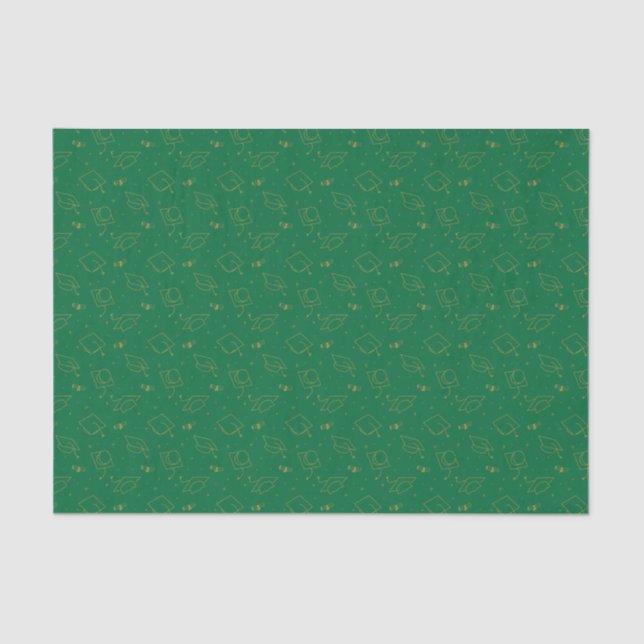 Papel De Seda Toss de Graduación Verde y Oro (Anverso)