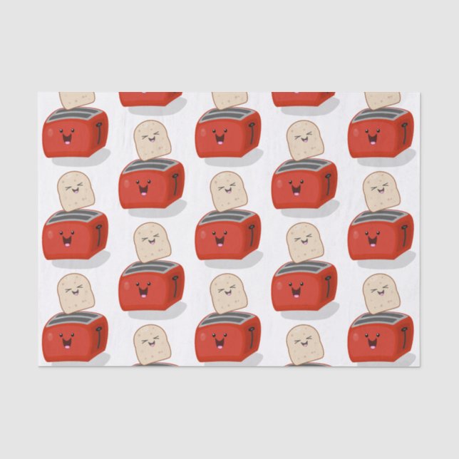 Papel De Seda Tostada de kawaii y personalizado de tostadora roj (Anverso)