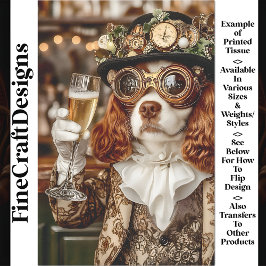 Papel De Seda Tostando perrito Spaniel Steampunk mono Decoupage 