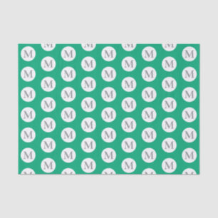 Papel De Seda Tote Monograma de puntos de polka verde