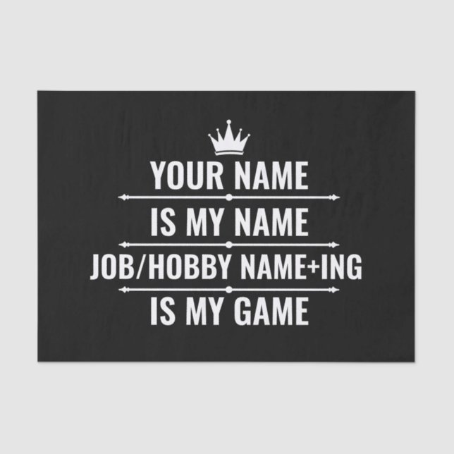 Papel De Seda Trabajo divertido personalizado y nombre de aficio (Anverso)