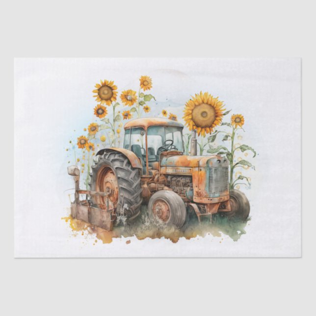 Papel De Seda Tractor Farm Sunflower (Anverso)