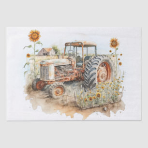 Papel De Seda Tractor Farm Sunflower