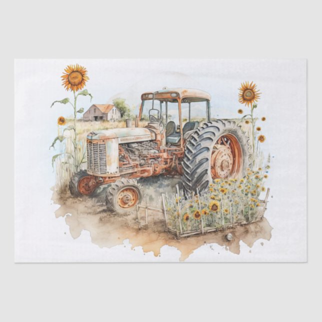 Papel De Seda Tractor Farm Sunflower (Anverso)