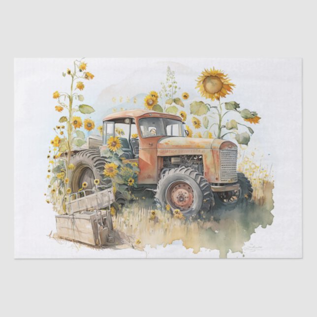 Papel De Seda Tractor Farm Sunflower (Anverso)