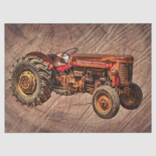 Papel De Seda Tractor rojo antiguo