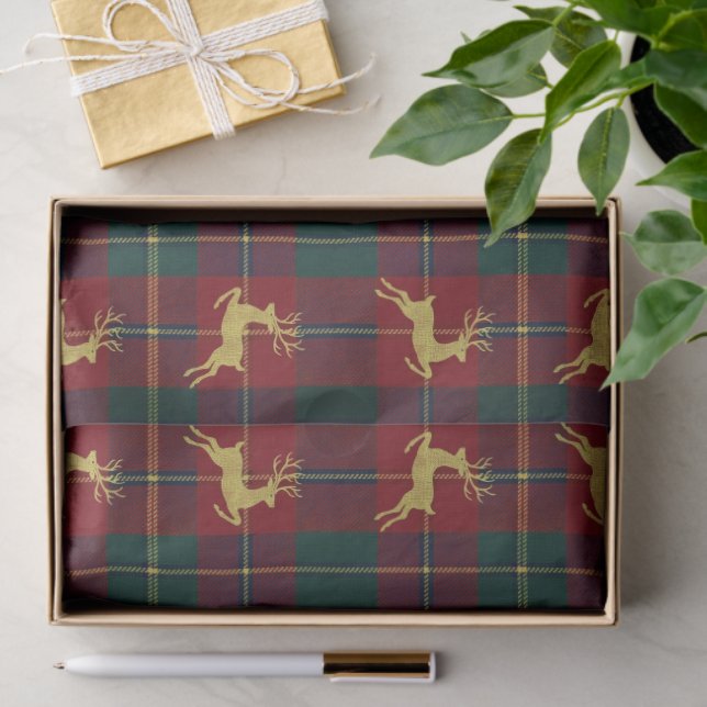 Papel De Seda Traditional Christmas Reindeer Plaid (Regalo )
