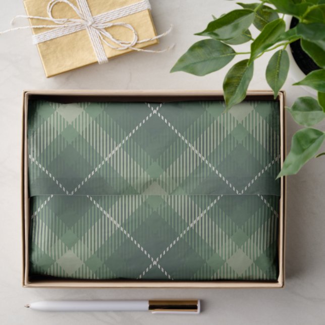 Papel De Seda Traditional plaid in shades of  green (Regalo )