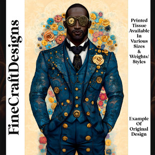 Papel De Seda Traje azul masculino de Steampunk africano P9 Deco