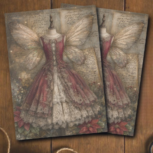 Papel De Seda Traje de Hada de Navidad Vintage Decoupage