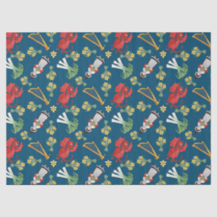 Papel De Seda Traje y emblemas Galés en el papel seda azul