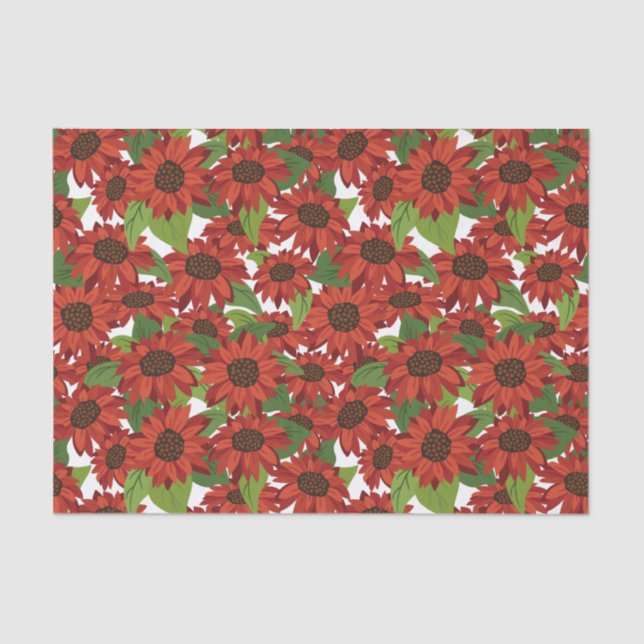 Papel De Seda Trama de girasol rojo (Anverso)