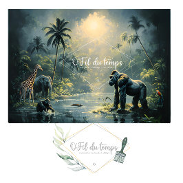 Papel De Seda Tranquil Tropical Landscape with Exotic animals