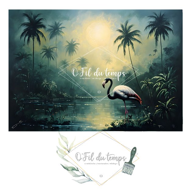 Papel De Seda Tranquil Tropical Landscape with Flamingo  (Subido por el creador)