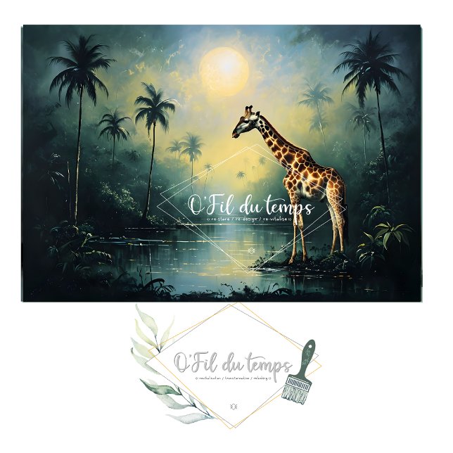 Papel De Seda Tranquil Tropical Landscape with Giraffe (Subido por el creador)