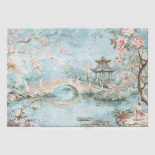 Papel De Seda Tranquilo Garden Bridge Chinoiserie Watercolor