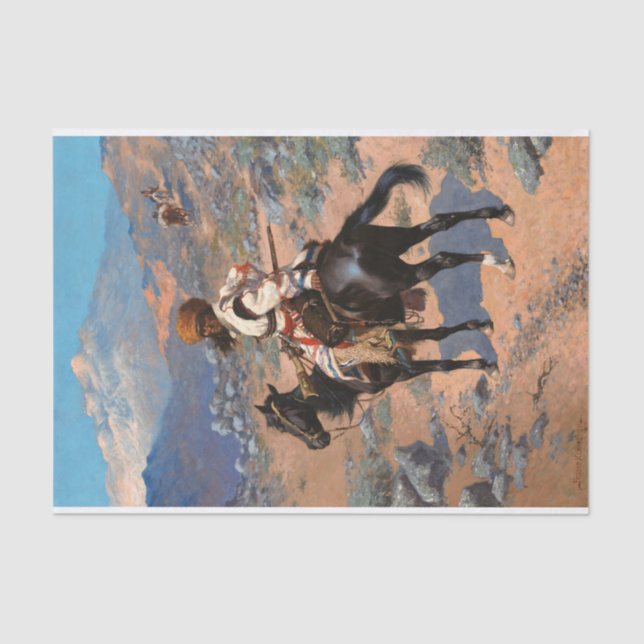 Papel De Seda Trapper indio de Frederic Remington (Anverso)
