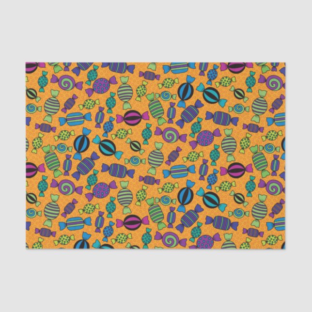 Papel De Seda Tratamientos duros de golosinas de Halloween (Anverso)