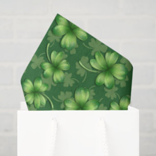 Papel De Seda Trébol de cuatro hojas verde irlandés
