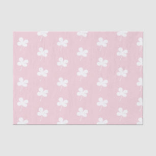 Papel De Seda Tréboles blancos sobre rosa