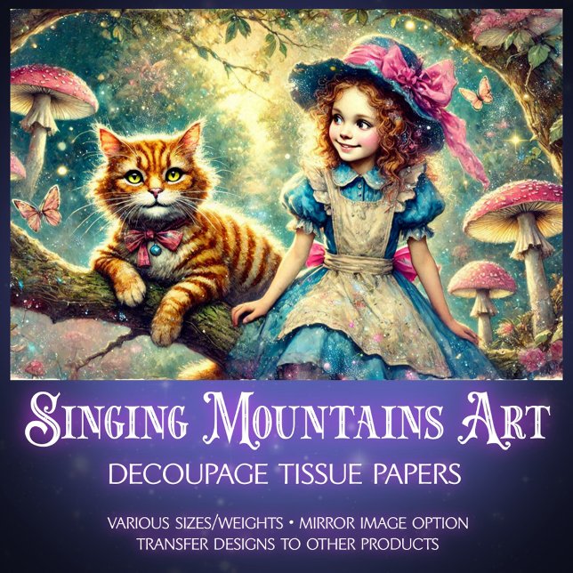 Papel De Seda Tree of Tales Alice and Cheshire Cat Decoupage (Subido por el creador)